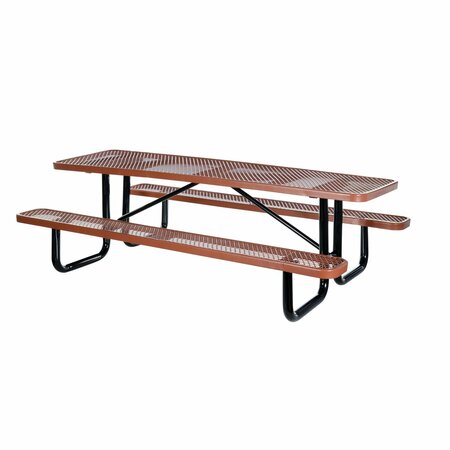 VESTIL Metal Rectangle Picnic Table, 72", Brown PT-MX-3072-BN